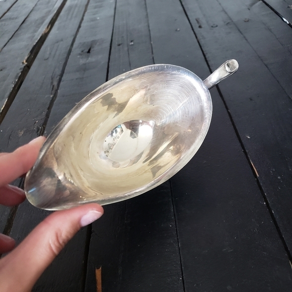 Vintage Silver Tone Footed Pouring Dish Syrup Gravy Dinner Dining Serveware - Picture 3 of 6